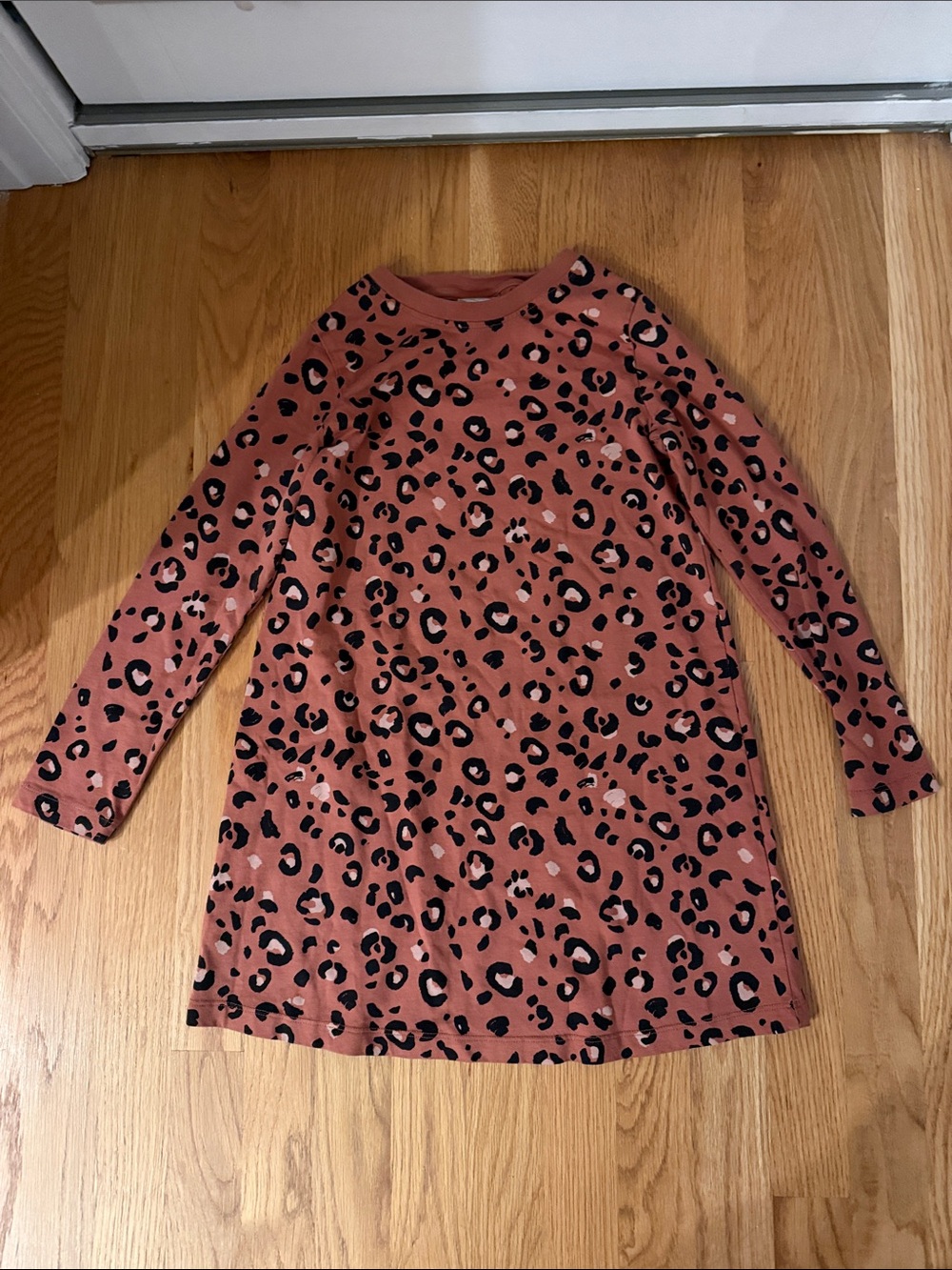 Hanna Andersson Rust Pink Leopard-Print Long Sleeve Dress